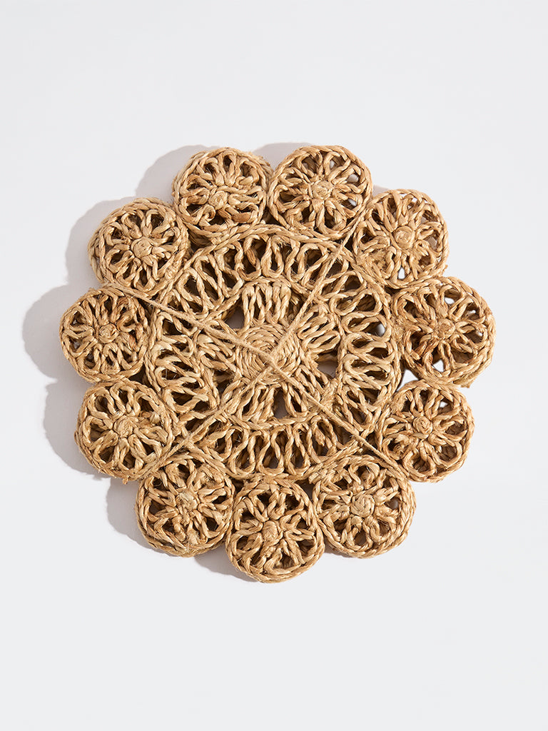 Westside Home Beige Woven-Textured Trivets (Set of 2)