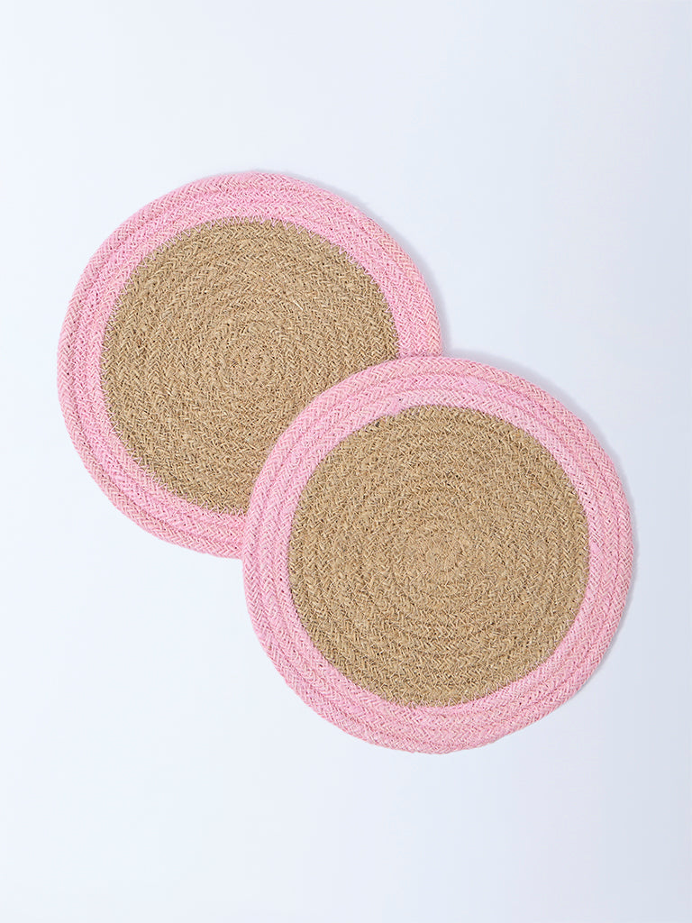 Westside Home Pink Coir Fibre Trivets (Set of 2)