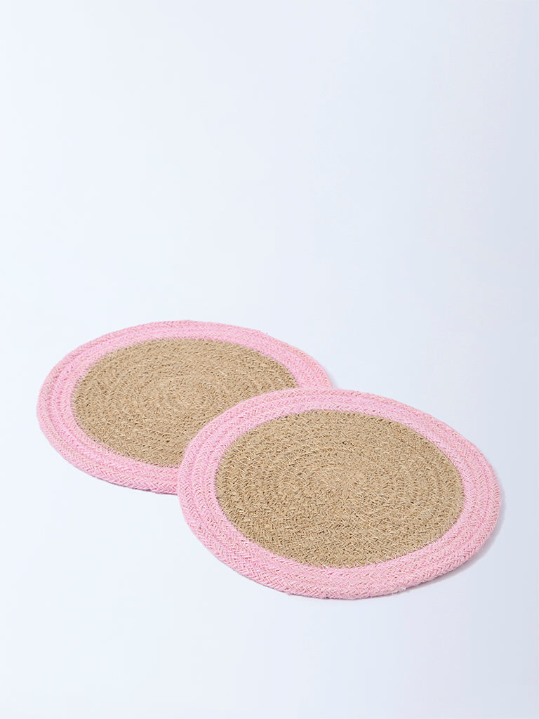 Westside Home Pink Coir Fibre Trivets (Set of 2)