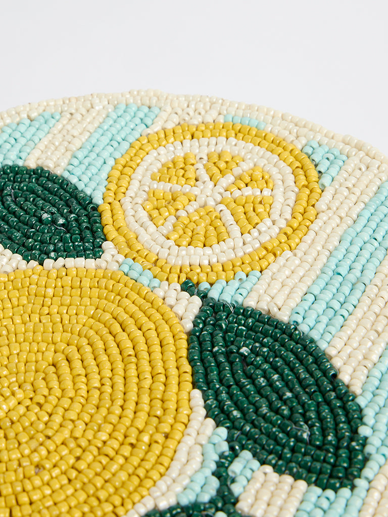 Westside Home Blue and Yellow Lemon Beaded Trivet