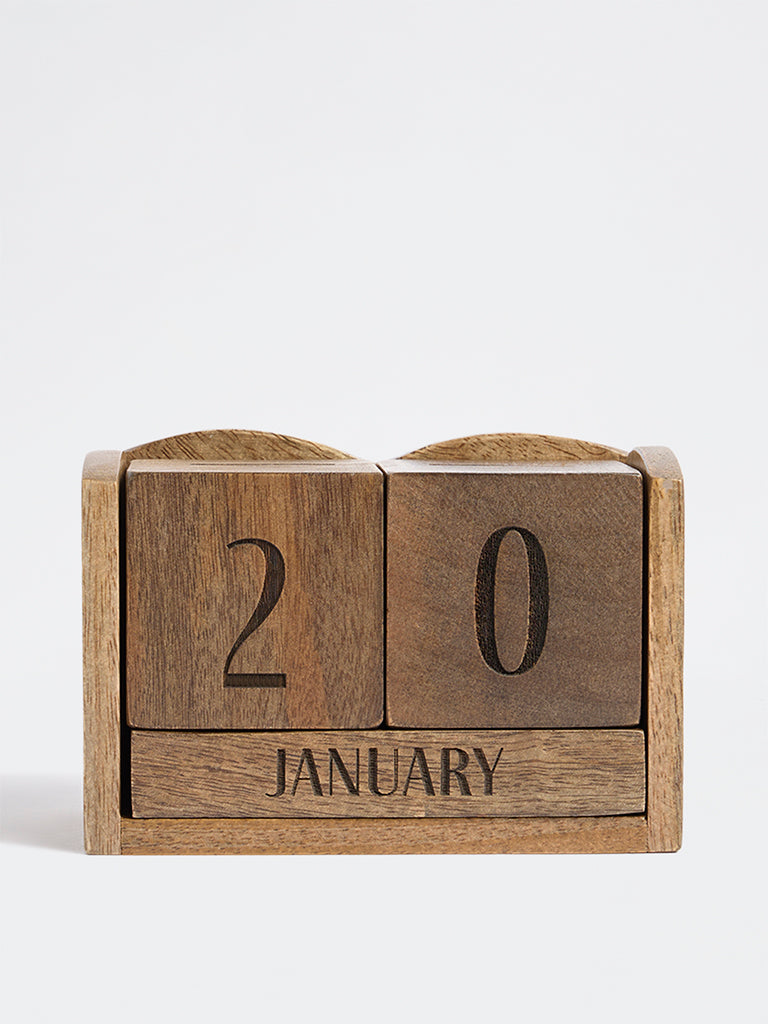 Westside Home Brown Wooden Desk Calendar
