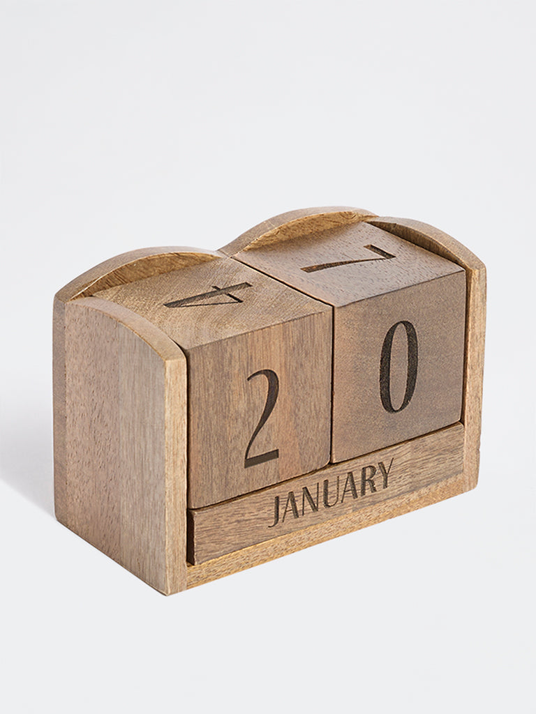 Westside Home Brown Wooden Desk Calendar