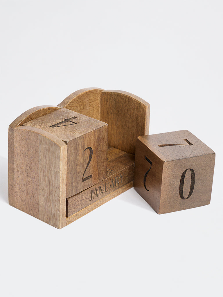 Westside Home Brown Wooden Desk Calendar