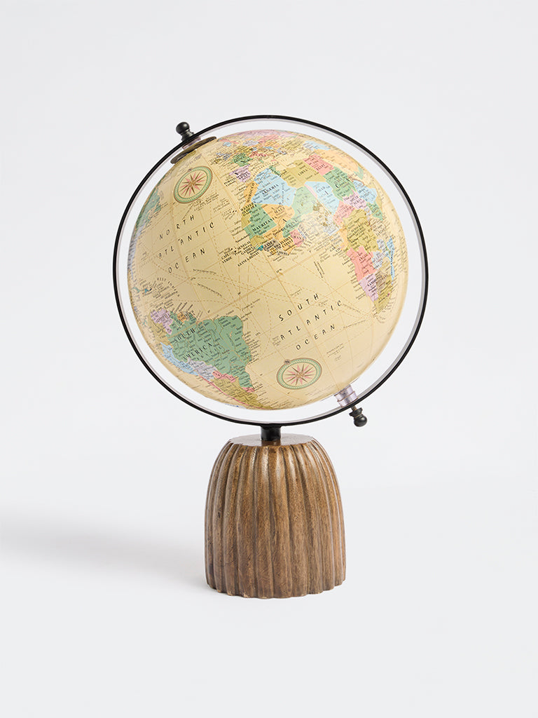 Westside Home Brown Wooden Globe Decorative Object