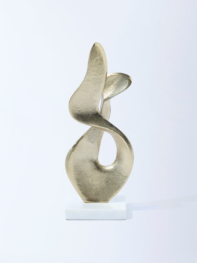 Westside Home Gold Modern Sculpture on Marble Stand
