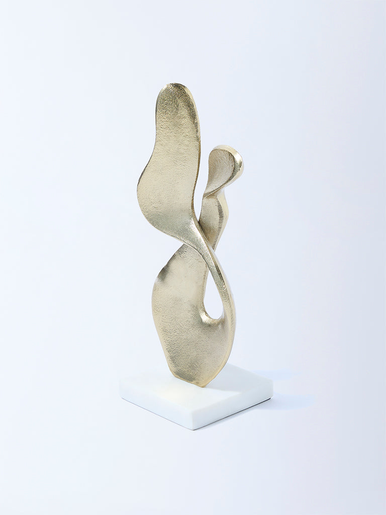 Westside Home Gold Modern Sculpture on Marble Stand