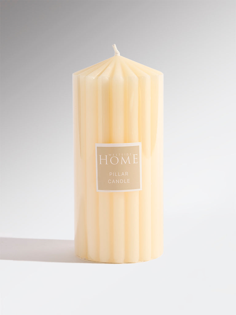 Westside Home Ivory Ribbed-Textured Pillar Candle