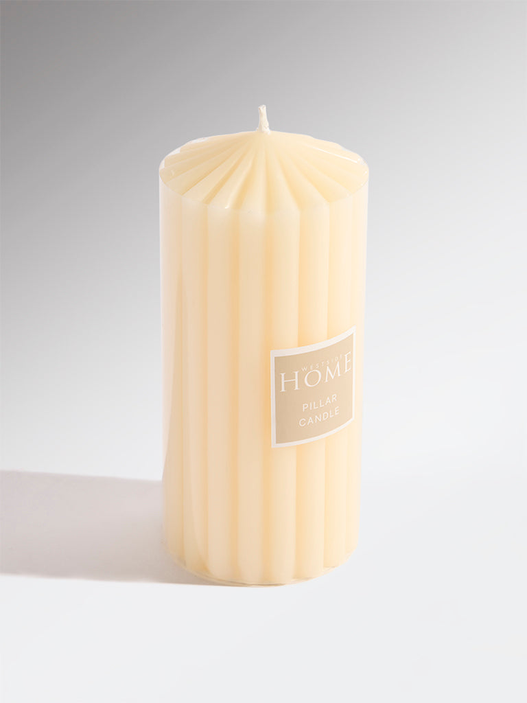 Westside Home Ivory Ribbed-Textured Pillar Candle