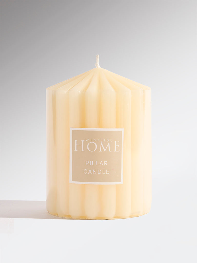 Westside Home Ivory Ribbed-Textured Pillar Candle