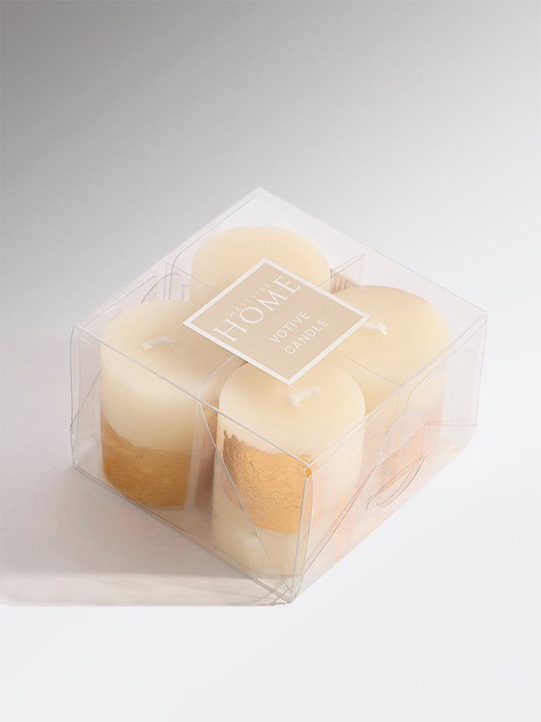 Westside Home Ivory Foil Detailed Votive Candles (Set of 4)