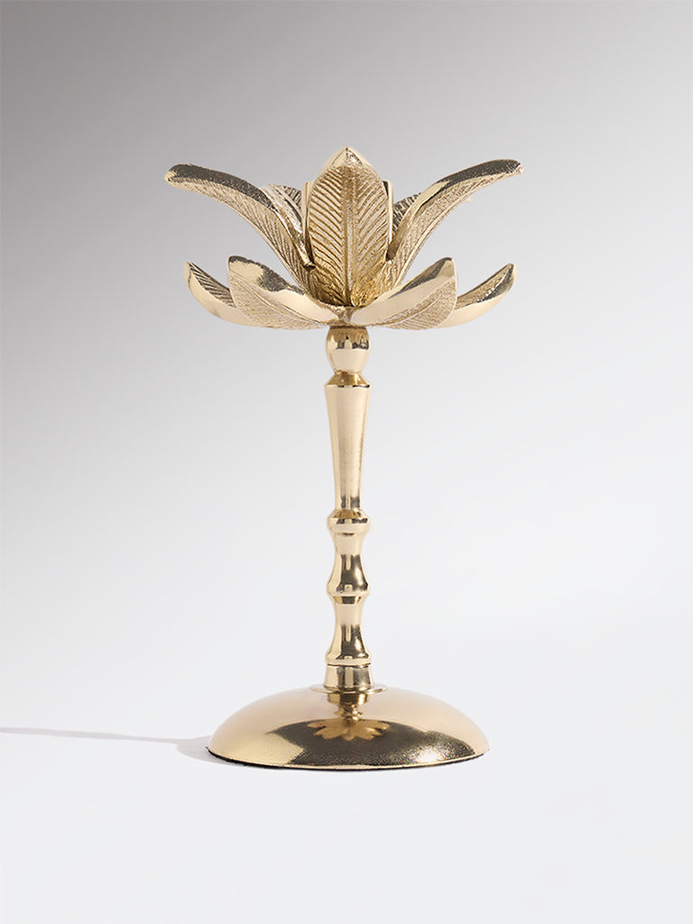 Westside Home Gold Palm Tapered Candle Holder