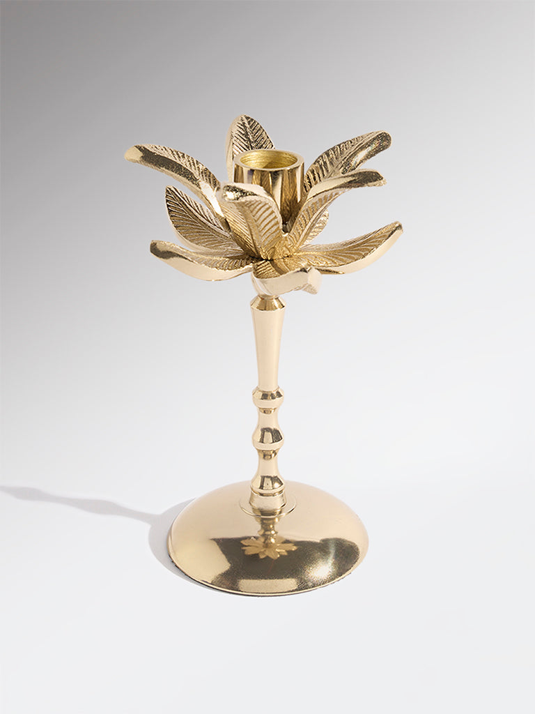 Westside Home Gold Palm Tapered Candle Holder