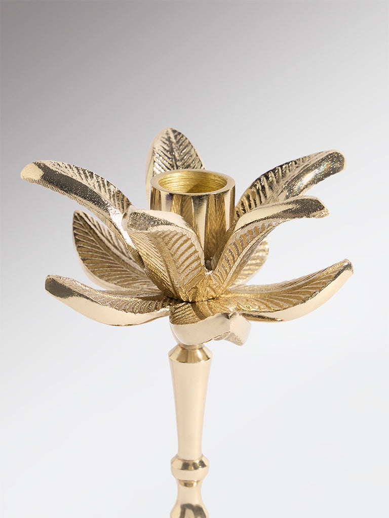 Westside Home Gold Palm Tapered Candle Holder