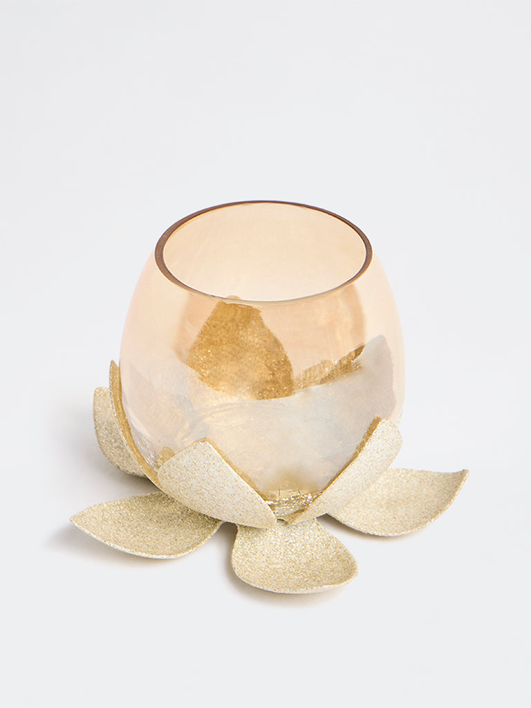 Westside Home White Lotus Design Tealight Candle Holder