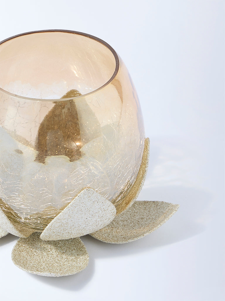 Westside Home Gold Single Leaf Design Tealight Candle Holder