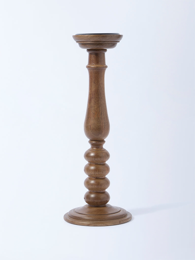 Westside Home Brown Wooden Candle Holder