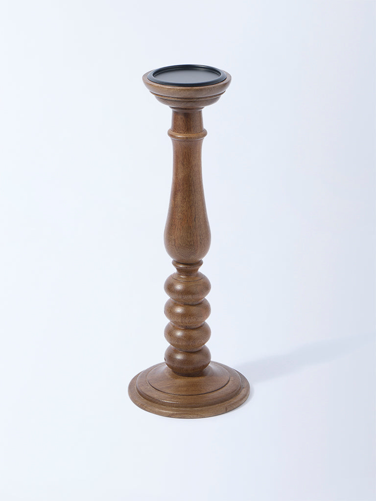 Westside Home Brown Wooden Candle Holder