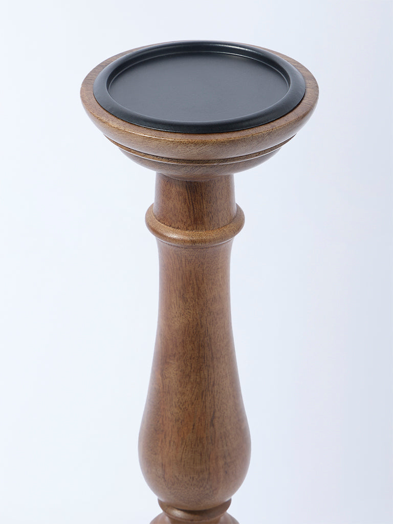 Westside Home Brown Wooden Candle Holder