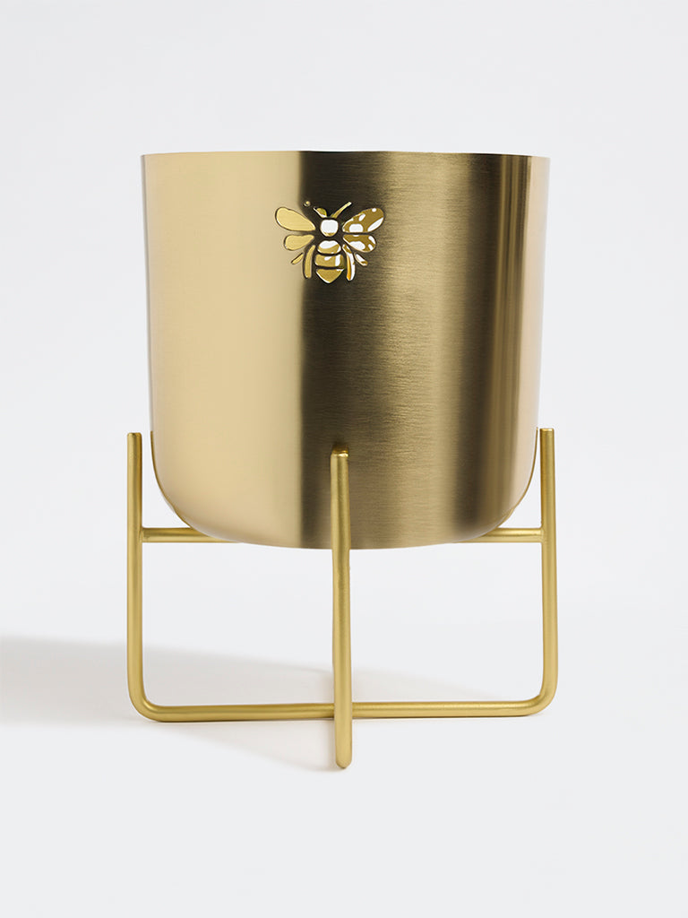 Westside Home Gold Metal Bee Planter with Stand