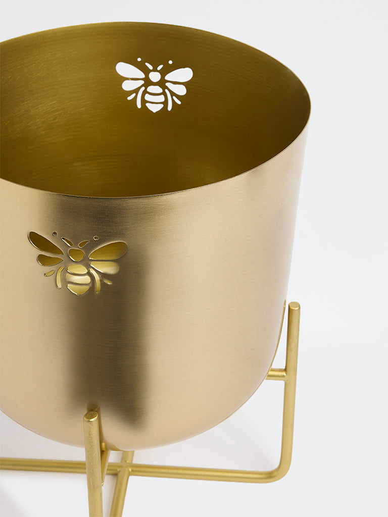 Westside Home Gold Metal Bee Planter with Stand