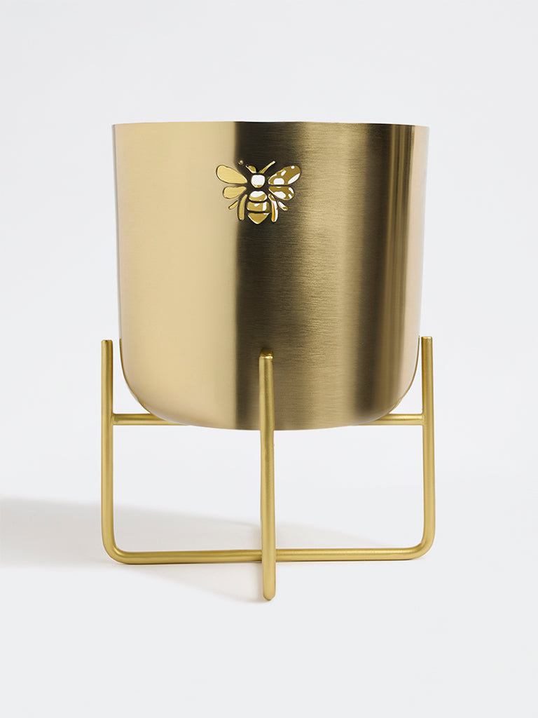 Westside Home Gold Metal Bee Planter with Short Stand