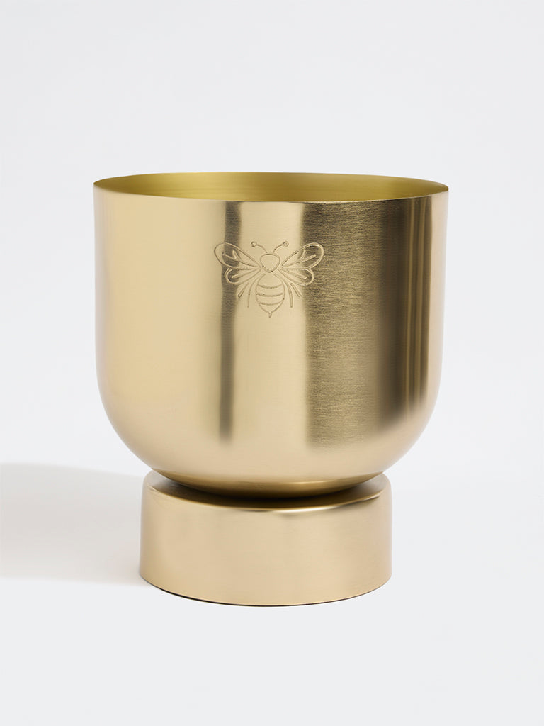 Westside Home Gold Metal Bee Etched Pot