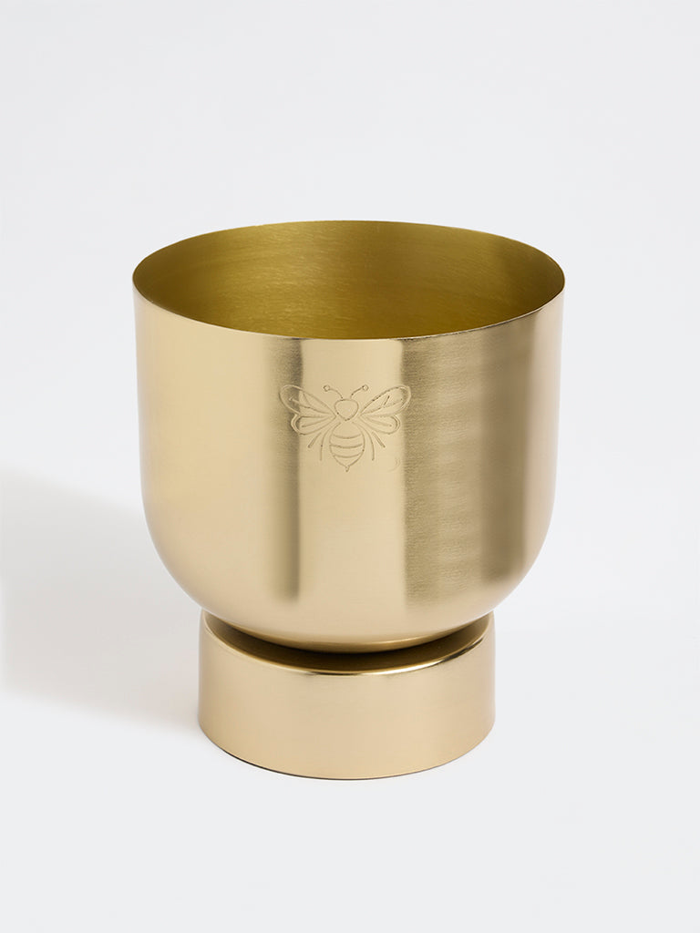 Westside Home Gold Metal Bee Etched Pot