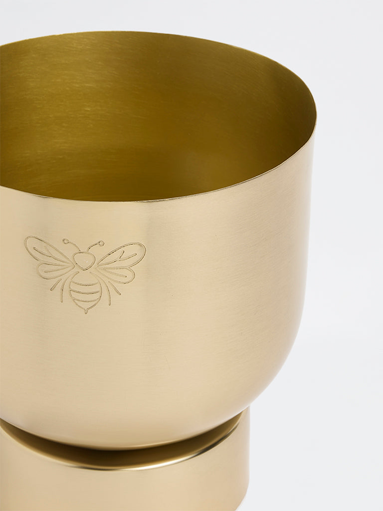 Westside Home Gold Metal Bee Etched Pot