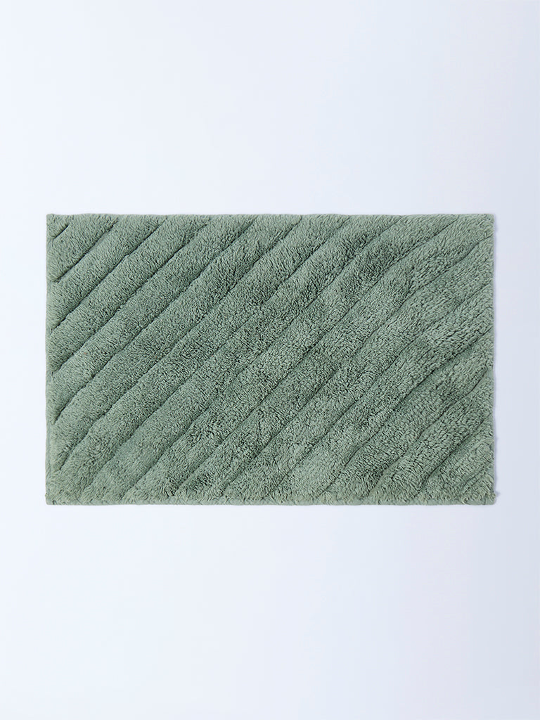 Westside Home Sage Diagonal Striped Bath Mat