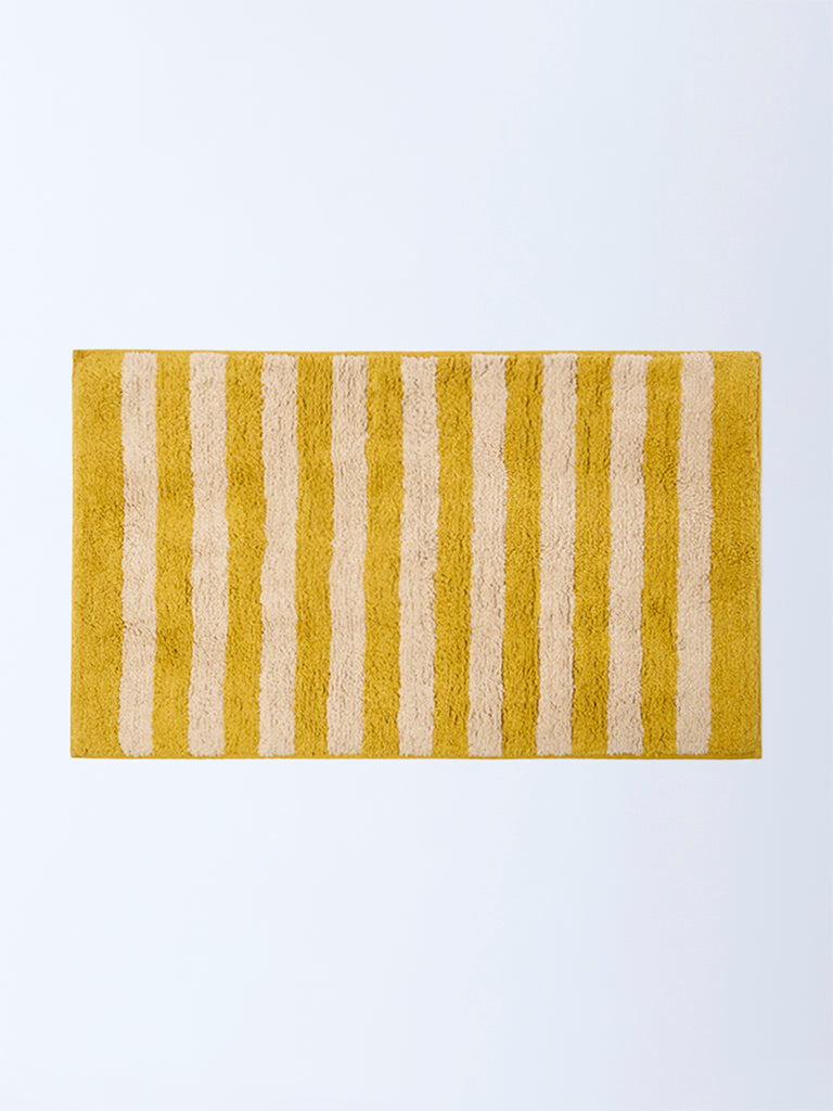 Westside Home Yellow Striped Bath Mat