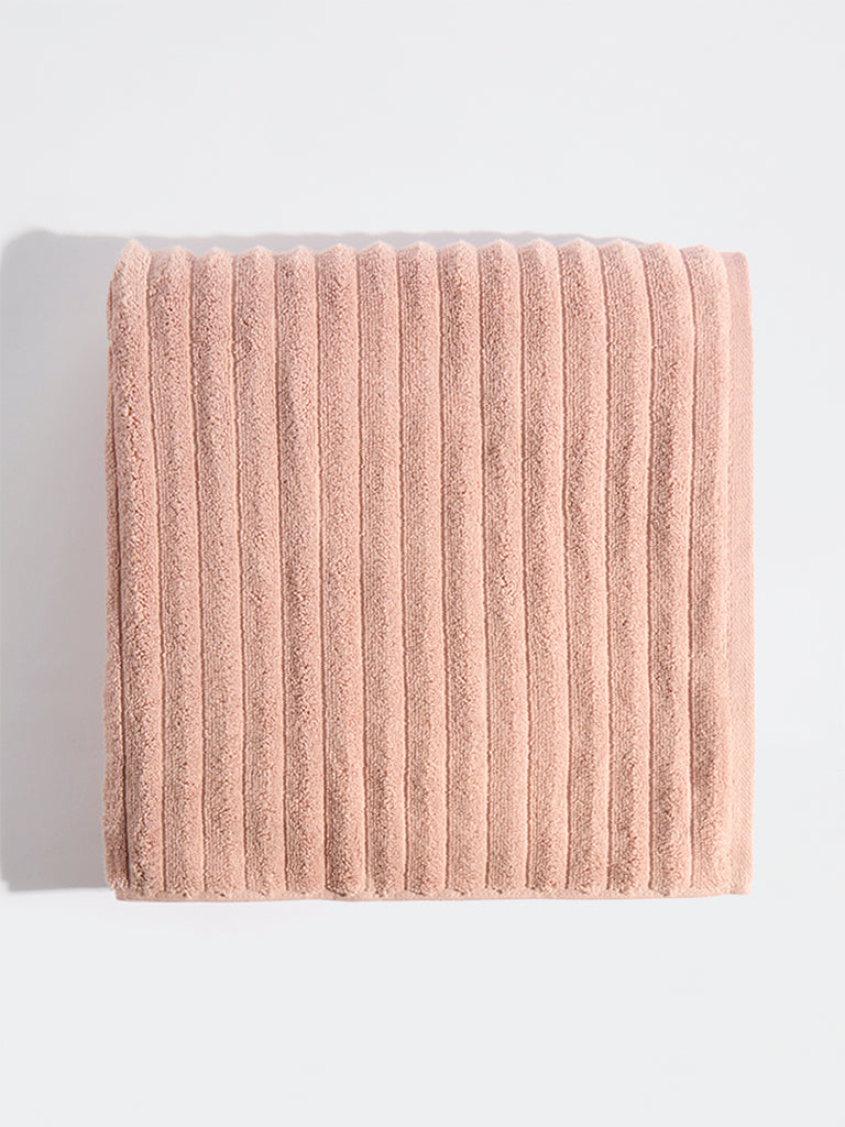 Westside Home Pink Self-Striped Bath Towel