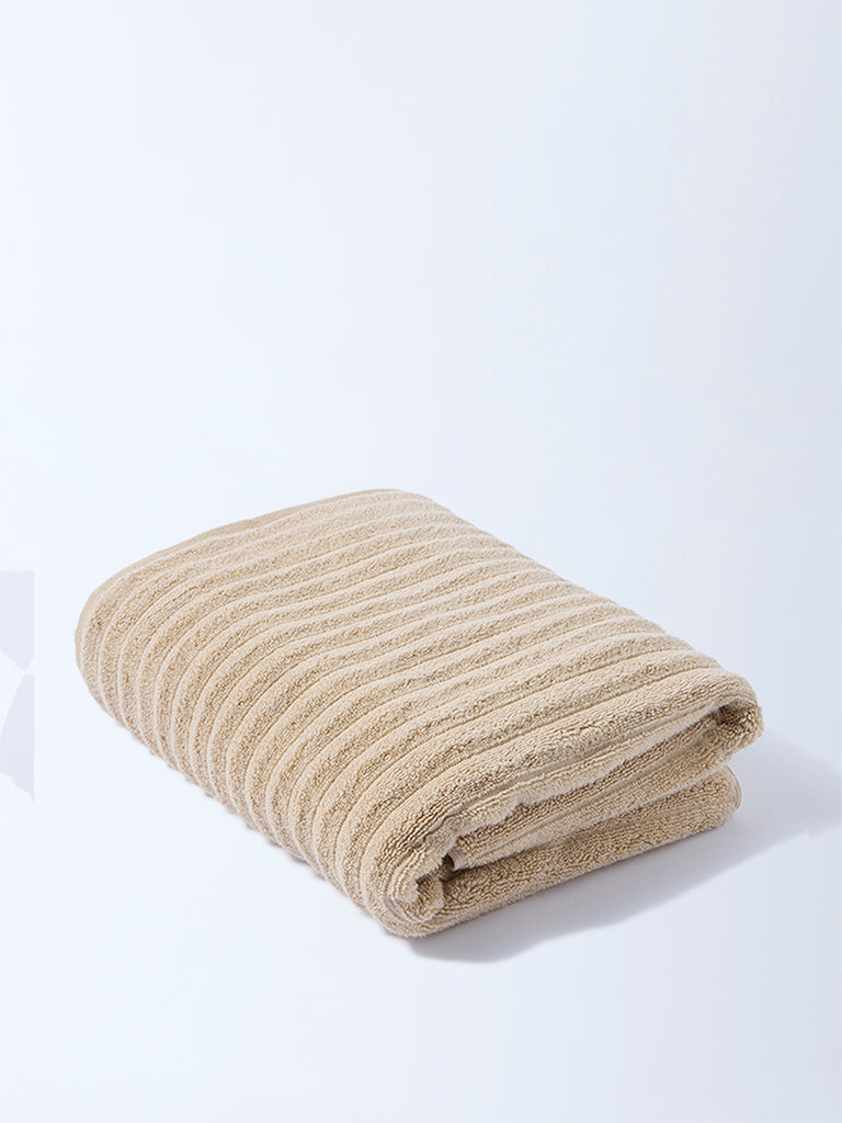Westside Home Light Brown Self-Striped Bath Sheet