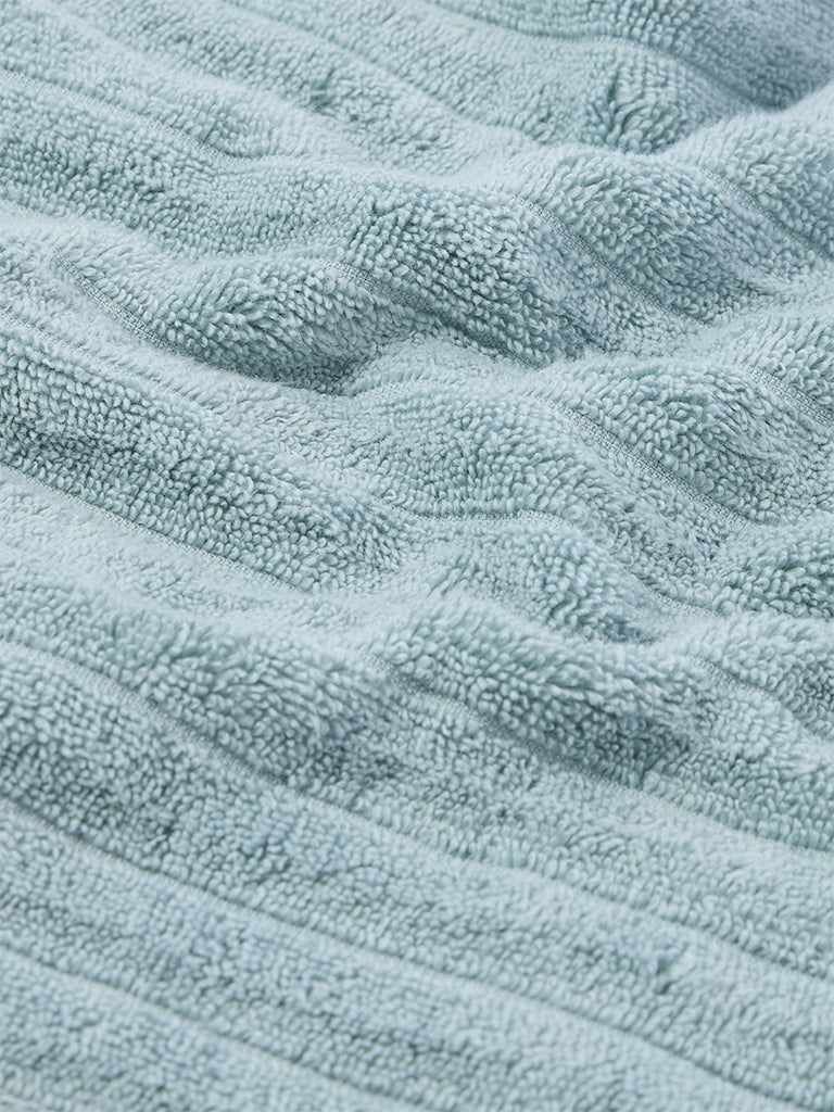 Westside Home Dusty Blue Self-Striped Face Towel (Set of 2)