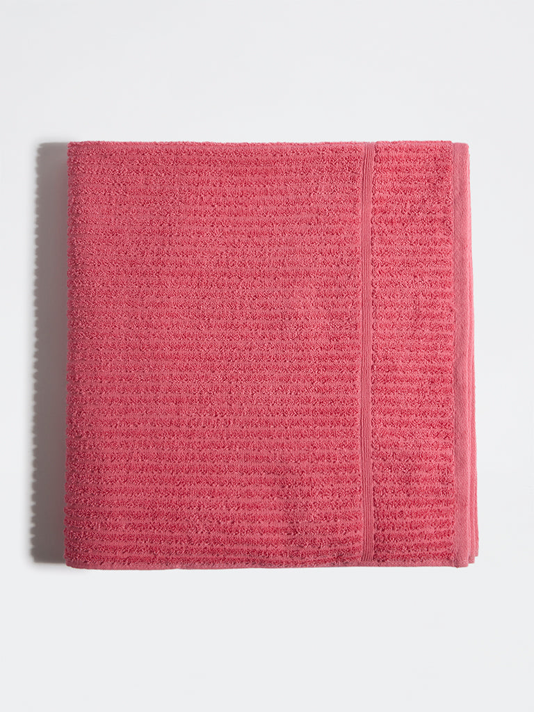 Westside Home Pink Self-Striped Bath Towel