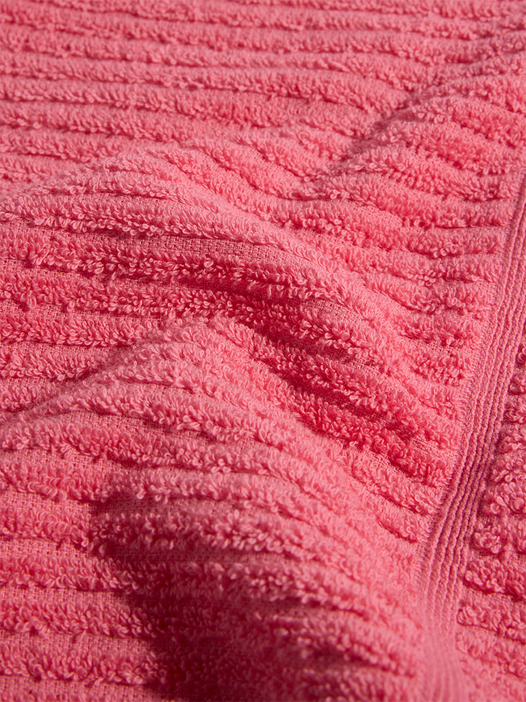 Westside Home Pink Self-Striped Bath Towel