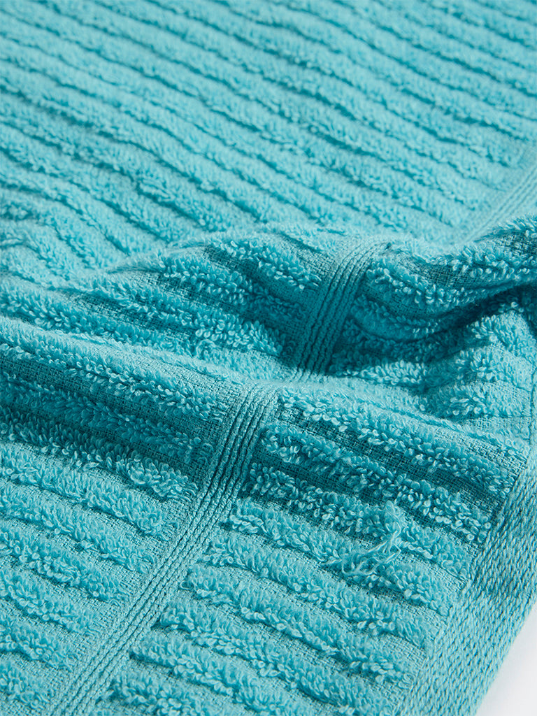 Westside Home Blue Self-Striped Bath Towel