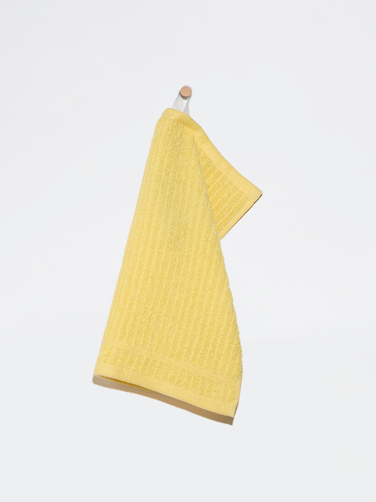 Westside Home Yellow Self-Striped Face Towels - Pack of 2
