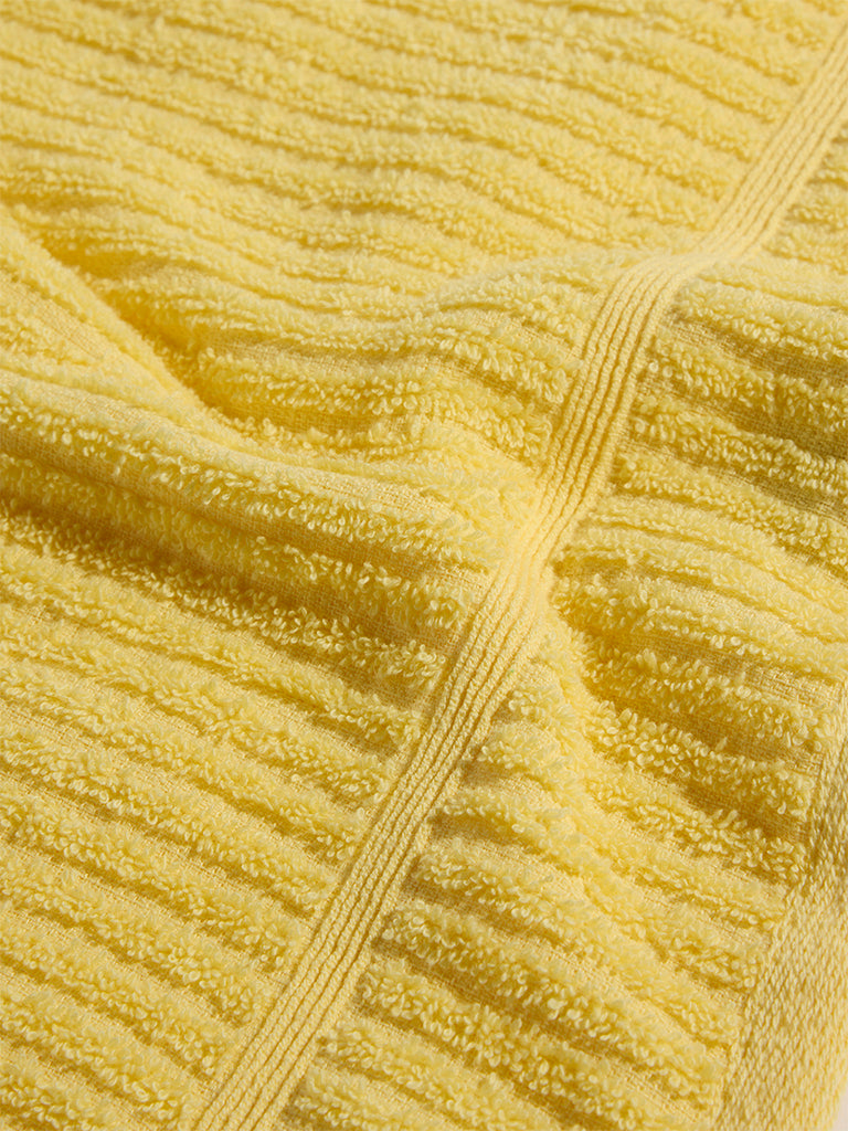 Westside Home Yellow Self-Striped Face Towels - Pack of 2