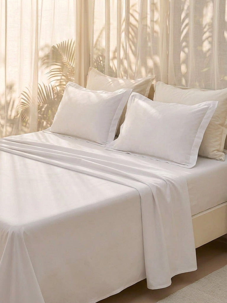 Westside Home White Solid Queen Bed Sheet Set