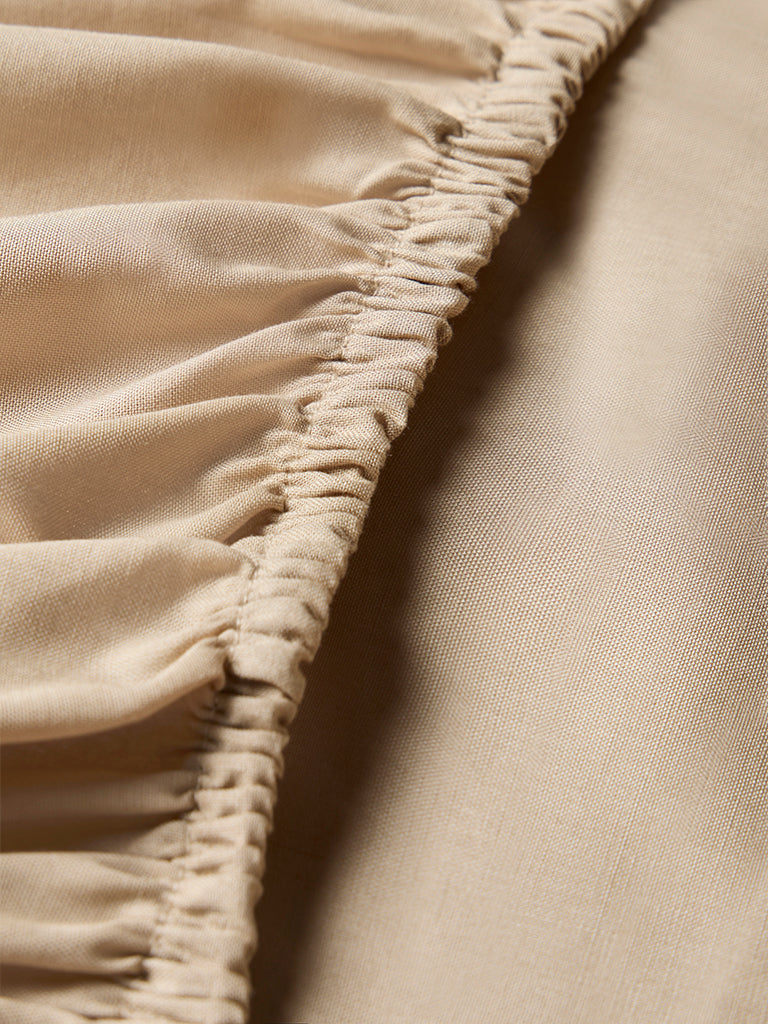 Westside Home Beige Solid Queen Bed Sheet Set