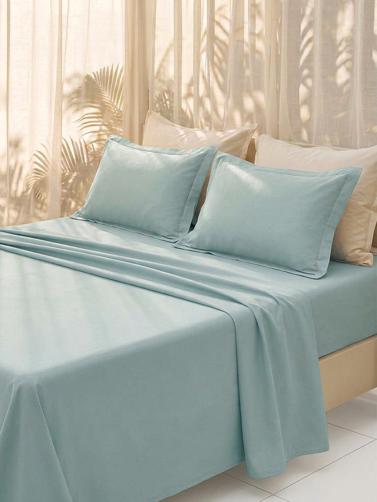 Westside Home Light Blue Solid Queen Bed Sheet Set