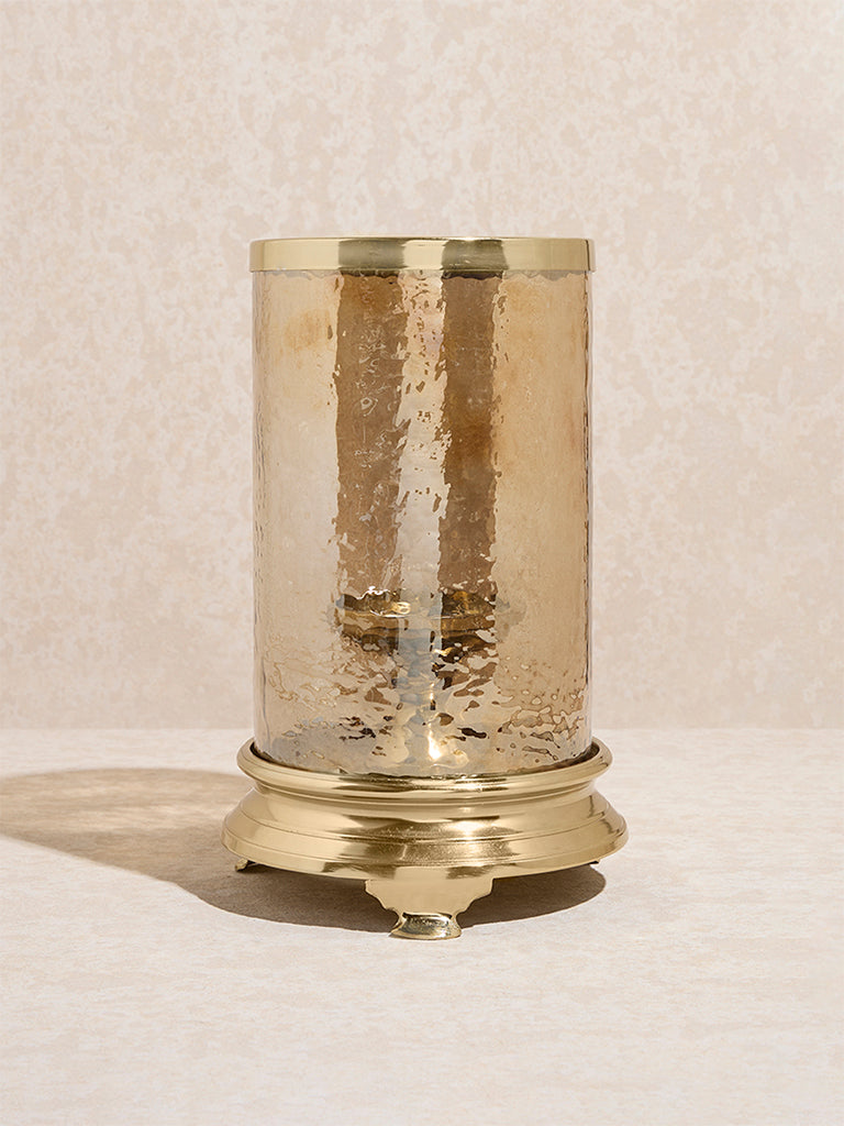 Westside Home Gold Candle Holder with Textured Glass