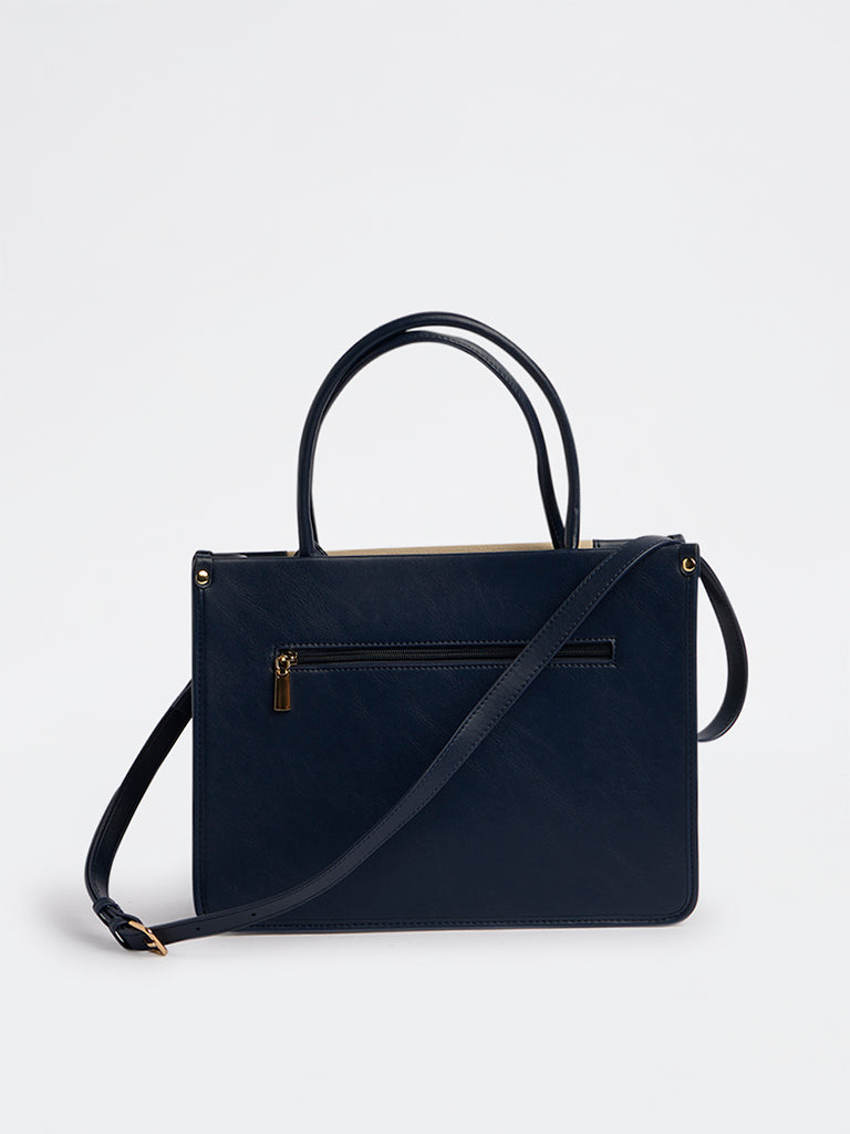 Westside Navy Colour-Blocked Tote Bag with Sling