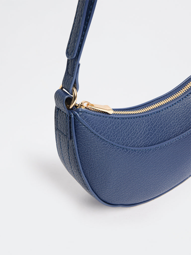 Westside Navy Textured Crescent Sling Bag