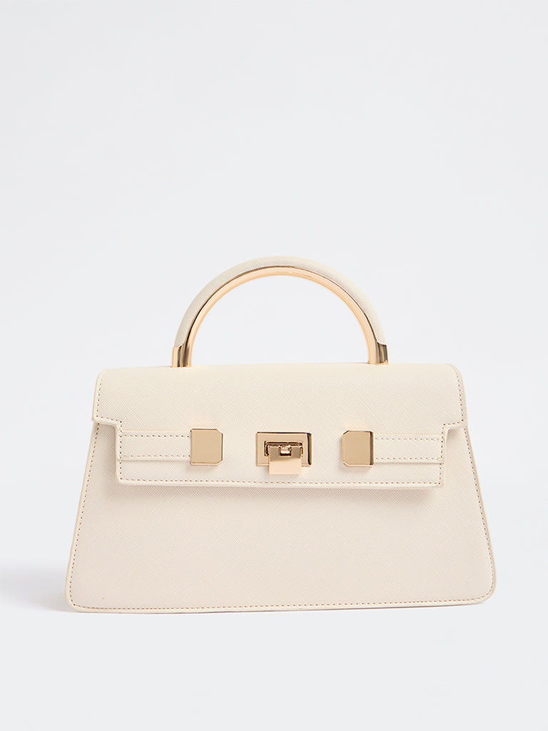 Westside Off-White Satchel Bag with Sling