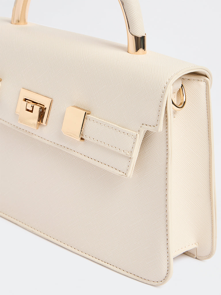 Westside Off-White Satchel Bag with Sling