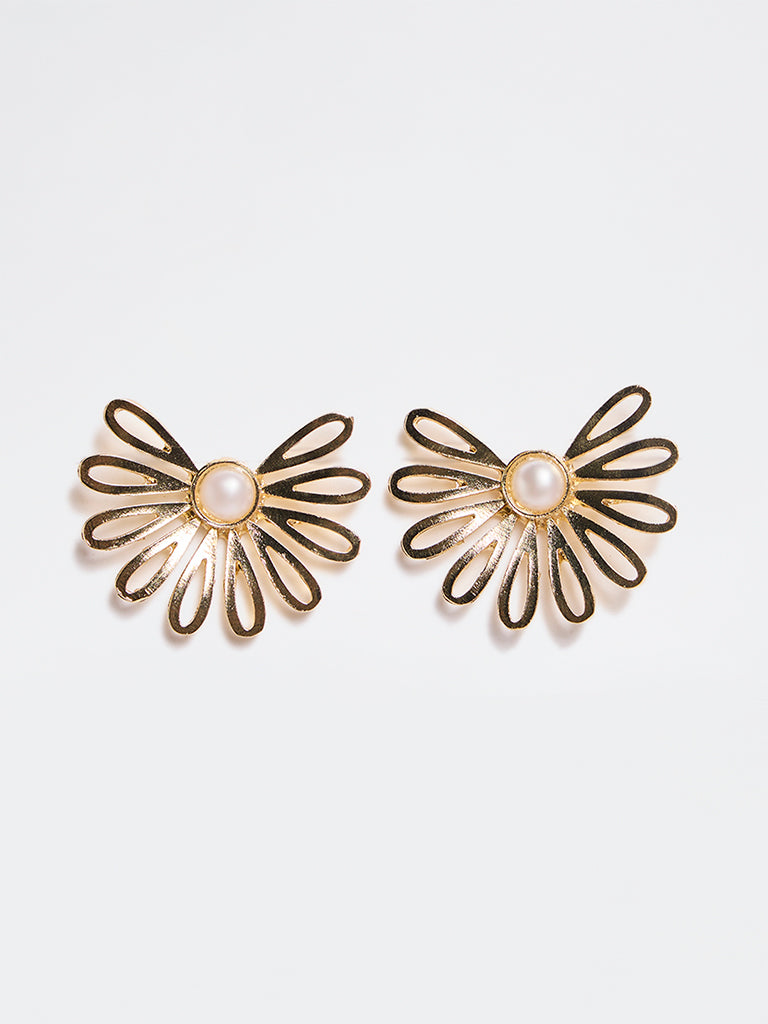 Westside Accessories Gold Floral Stud Earrings