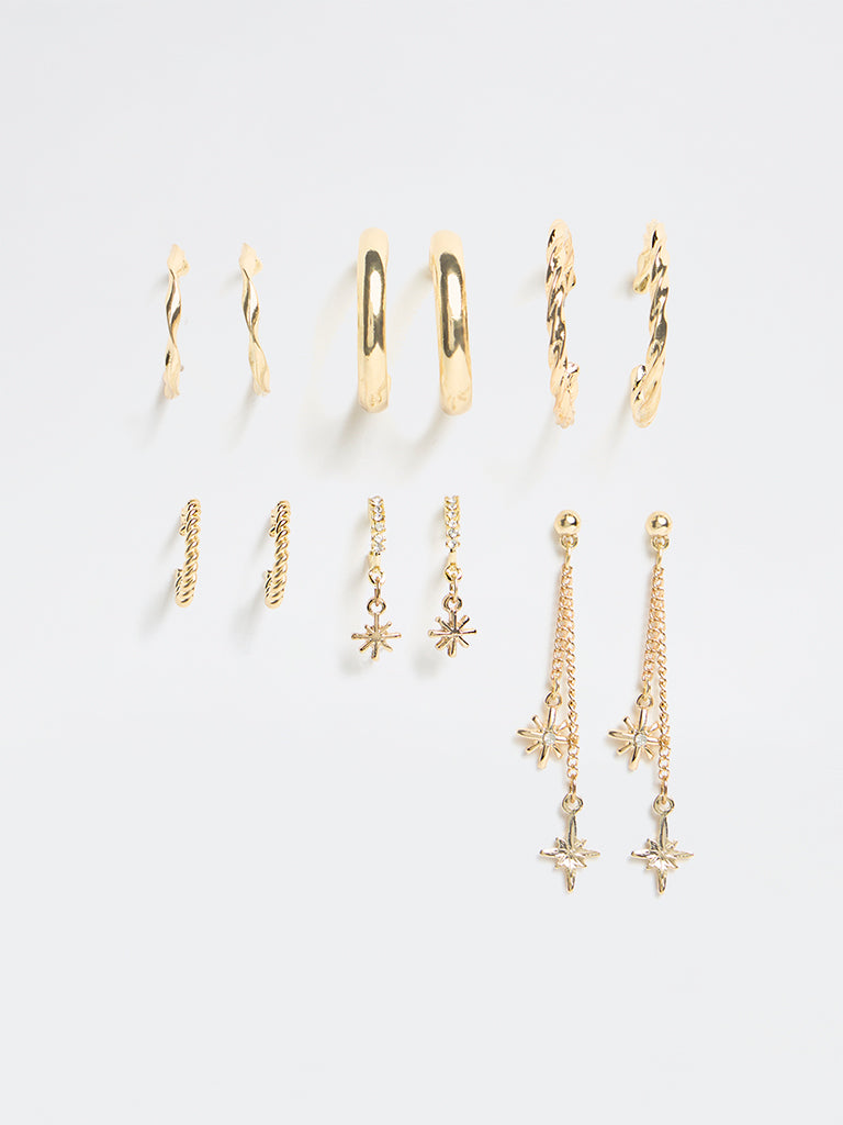 Westside Accessories Gold Fashion Hoop Earrings - Pack of 6