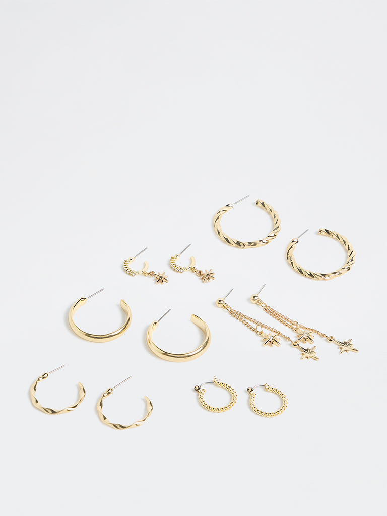 Westside Accessories Gold Fashion Hoop Earrings - Pack of 6