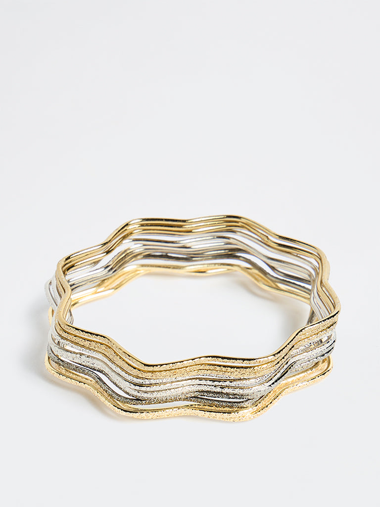 Westside Accessories Dual Toned Floral Bangles - Pack of 12